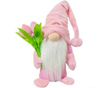 Soft Cloth Faceless Doll with Tulip Bouquet Decor(C3-17 Pink Model) | Holds tulip bouquet, soft plush fabric, cotton filled, 14.5cm height, pink and gray colors