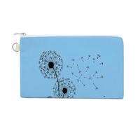 Soft Clutch Canvas Wallet, Women Zipper Makeup Bag Handbag Holder Purse for Coin Bills Credit Crash 7.4x4.6 in Print Hand drawn Dandelion Flowers Bloom Where You are Planted