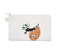 Soft Clutch Wallet, Canvas Zipper Makeup Bag Women Handbag Holder Purse for Bills Crash Credit Coin 7.4x4.6 in Print Cute Orange Sloth On A Branch Take Your Time