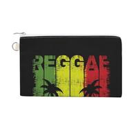 Soft Clutch Wallet, Canvas Zipper Makeup Bag Women Handbag Holder Purse for Bills Crash Credit Coin 7.4x4.6 in Print Relax Reggae Music Palm Trees On Black