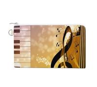 Soft Clutch Wallet, Canvas Zipper Makeup Bag Women Handbag Holder Purse for Bills Crash Credit Coin 7.4x4.6 in Print Abstract Concert Music Night Piano Guitar Retro Style