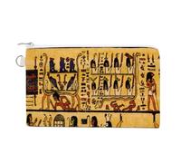 Soft Clutch Wallet, Canvas Zipper Makeup Bag Women Handbag Holder Purse for Bills Crash Credit Coin 7.4x4.6 in Print Old Egyptian Papyrus and Hieroglyph Retro Vintage Style