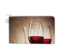 Soft Clutch Wallet, Canvas Zipper Makeup Bag Women Handbag Holder Purse for Bills Crash Credit Coin 7.4x4.6 in Print Decanter Red Wine and Glass Ancient Background
