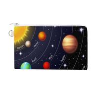 Soft Clutch Wallet, Canvas Zipper Makeup Bag Women Handbag Holder Purse for Bills Crash Credit Coin 7.4x4.6 in Print Solar System the Sun Earth Mars Saturn Uranus
