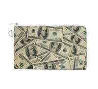 Soft Clutch Wallet, Canvas Zipper Makeup Bag Women Handbag Holder Purse for Bills Crash Credit Coin 7.4x4.6 in Print Vintage One Hundred Dollars Pile Seamless Texture