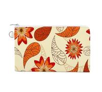Soft Clutch Wallet, Canvas Zipper Makeup Bag Women Handbag Holder Purse for Bills Crash Credit Coin 7.4x4.6 in Print Seamless Autumn Leaves Oaks Rowan Berries