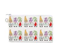 Soft Clutch Wallet, Women Handbag Canvas Zipper Makeup Bag Holder Purse for Credit Coin Bills Crash 7.4x4.6 in Print Scandinavian Christmas Gnomes Easter Day Eggs
