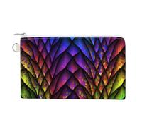 Soft Clutch Wallet, Women Handbag Canvas Zipper Makeup Bag Holder Purse for Credit Coin Bills Crash 7.4x4.6 in Print Colorful Dragon Scales Texture Reptile Animal Skin