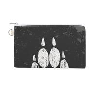 Soft Clutch Wallet, Women Handbag Canvas Zipper Makeup Bag Holder Purse for Credit Coin Bills Crash 7.4x4.6 in Print Vintage White Dog Paw Print on Retro Dirty Background