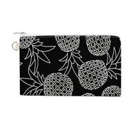 Soft Clutch Wallet, Women Handbag Canvas Zipper Makeup Bag Holder Purse for Credit Coin Bills Crash 7.4x4.6 in Print Seamless Pines Texture Dark Black White Retro Pattern