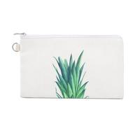 Soft Clutch Wallet, Women Handbag Canvas Zipper Makeup Bag Holder Purse for Credit Coin Bills Crash 7.4x4.6 in Print Watercolor Real Yellow Pine with Green Leaves on White