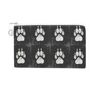 Soft Clutch Wallet, Women Handbag Canvas Zipper Makeup Bag Holder Purse for Credit Coin Bills Crash 7.4x4.6 in Print Vintage White Dog Paw Print on Retro Dirty Background