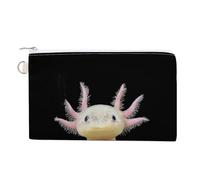 Soft Clutch Wallet, Women Handbag Canvas Zipper Makeup Bag Holder Purse for Credit Coin Bills Crash 7.4x4.6 in Print Real Axolotl Swimming Salamander Front Side with Dark Background