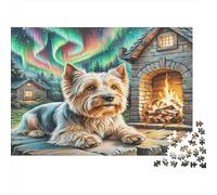 Soft Coated Wheaten Terrier 1000 Piece Jigsaw Puzzle Cardboard Puzzle Enthusiasts Adults Yorkie at Aurora Cabin Challenging Brain Teaser Mental Stimulation Cognitive Development Solo Play 52x38cm/1000