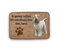 Soft Coated Wheaten Terrier Doormat, A Spoiled Rotten Dog Lives Here Mat, Gift For Dog Lovers Coral Velvet Rug,Funny Doormat, Home Decor, Welcome Mat,Indoor Doormat,Front Back Door Mat 43x76 cm