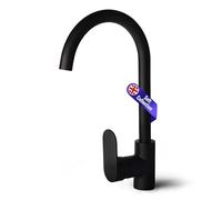 Soft Collection Emilia Square Kitchen Sink Mixer Tap Matte Black, Premium Improved Quality with Single Lever Hot & Cold Control, 1-Hole Deck Mount UK Standard, Supports TeamWater with Every Purchase