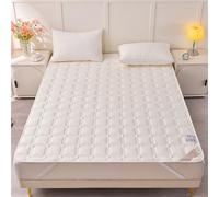 Soft Color Mattress Protector Quilted Bed Cover Waterproof Hypoallergenic Topper for Beds & Box Springs (180x220cm White A)