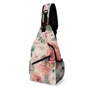 Soft Color Pale Faded Mix of Roses Crossbody Bag Rfid Blocking Casual Shoulder Sling Backpack Waterproof Chest Bag Pack Lightweight Hiking Daypack Backpack Man Purse Travel Sling Bags for Women Men