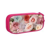 Soft Color Pale Faded Mix of Roses Pencil Case, Zip Smooth Pencil Case, Portable Pencil Case Large School Stationery Storage Bag, Make-Up Bag