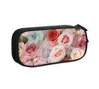 Soft Color Pale Faded Mix of Roses Pencil Case, Zip Smooth Pencil Case, Portable Pencil Case Large School Stationery Storage Bag, Make-Up Bag