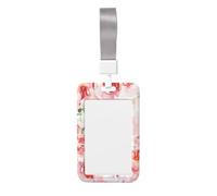 Soft Color Pale Faded Mix of Roses Print Heavy Duty Badge Holder with Retractable Reel, Id Badge Holder Key Card Work Badge Clip for Nurse Teacher Student Office Women Men