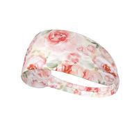 Soft Color Pale Faded Mix Of Roses Print Non-Slip Elastic Running Headband, Sweat Absorbing Stretchy Hair Bands For Gym Yoga, Soft Skin-Friendly Foldable Workout Headband