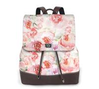Soft Color Pale Faded Mix of Roses Print Women Backpack Waterproof Anti-Theft Lightweight Pu Fashion Leather Nylon School Shoulder Bag Travel Backpack
