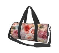 Soft Color Pale Faded Mix of Roses Round Travel Duffel Bag - Large Capacity Durable Carry-On Bag for Vacation, Gym, Short Trips