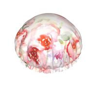 Soft Color Pale Faded Mix Of Roses Shower Caps Women Men Reusable Waterproof Non-Slip Quick-Dry Hair Large Cap Long Short Hair
