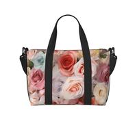 Soft Color Pale Faded Mix of Roses Travel Tote Bag Unisex, Water-Resistant Weekend Gym Bag, Large Capacity Adjustable Shoulder Strap Travel Bag