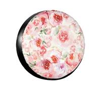 Soft Color Pale Faded Mix Of Roses Wheel Cover14-17 Inch Spare Tyre Cover Fit Traile Rv Suv Truck Tough Tire Wheel Soft Cover