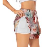 Soft Color Pale Faded Mix of Roses Women's Athletic Shorts Summer Daily Leisure Jogging Cycling Outdoor Exercise