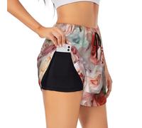 Soft Color Pale Faded Mix of Roses Women's Athletic Shorts Summer Daily Leisure Jogging Cycling Outdoor Exercise