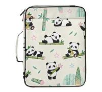 Soft Color Panda and bamboos Expanding File Jackets Multiple Pockets 3 Ringing 1.5 inch Zipper Binder with Zipper Closure for Home Office Travel