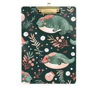 Soft Colors Ark Green Walrus Waterproof clipboard Acrylic Cute for Football Softball Coaching Size 9 x 12.5 Tabla para escribir con Clip