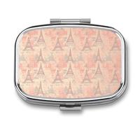 Soft Colors Eiffel Tower Pattern France Cute Travel Pill Organizer Compact and Portable Pill Box,Pill Case for Travel Essentials for Pocket Purse