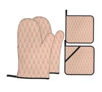 Soft Colors Eiffel Tower Pattern France Printed Oven Gloves Heat Resistant, Non Slip oven mitts Potholder with Hanging Loop for Kitchen Grilling, Baking, Bbq (4 Pcs)