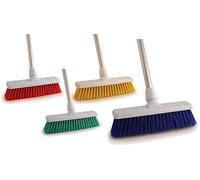 Soft Colour Coded Food Hygiene Brush Sweeping Broom and Aluminium Handle - Blue 12"