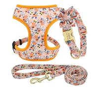 Soft Comfort Print Dog Training Harness Adjustable Nylon Dog Collar Harness Leash Set For Small And Medium Dogs Labrador French Bulldogs,B,M