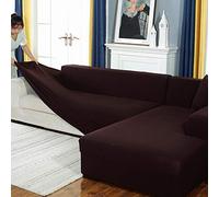 Soft & Comfortable Corn Grain Fabric Sofa Cover Stretchable Cat Scratch Resistant Dark Coffee 4 Seater 230 300cm Perfect for Living Room Sofa Protection