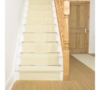 runrug Stair Runner Rug - Staircase Carpet Runner for Stairs - Stain Resistant Stair Carpet Rug Runner - Ideal for High Foot-Traffic Areas - 70cm Wide x 450cm Long - Plain, Cream