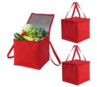 Soft Cooler Bag, 3 Pcs Reusable Insulated Grocery Shopping Bag with Zipper Closure, Foldable Large Cool Bags for Picnic Camping Beach BBQ Shopping Food Delivery(Red, 16/30/90L)