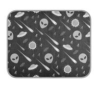 Soft Cooling Dog Mat, Ice Silk Pet Crate Pad with 3D Mesh, Washable Mattress Cushion Anti Slip Kennel 23.6x38.6 in Black White Pattern Alien, Comet, Star, Sun, Wars on Dark