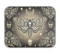 Soft Cooling Dog Mat, Ice Silk Pet Crate Pad with 3D Mesh, Washable Mattress Cushion Anti Slip Kennel 23.6x38.6 in Moth Dead Head, Mystical Circle, Skull, Moon, Stars Occultism