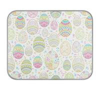 Soft Cooling Dog Mat, Ice Silk Pet Crate Pad with 3D Mesh, Washable Mattress Cushion Anti Slip Kennel 22x27.6 in Happy Easter Day Pattern with Seamless Colorful Eggs on White