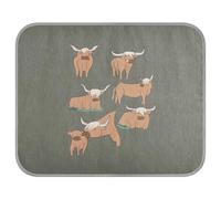 Soft Cooling Dog Mat, Ice Silk Pet Crate Pad with 3D Mesh, Washable Mattress Cushion Anti Slip Kennel 23.6x38.6 in Brown Highland Cows Collection Scottish Breed on Dark Green