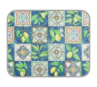 Soft Cooling Dog Mat, Ice Silk Pet Crate Pad with 3D Mesh, Washable Mattress Cushion Anti Slip Kennel 22x27.6 in Watercolor Painted Mosaic Ceramic Tiles Lemon Fruits and Leaves