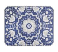 Soft Cooling Dog Mat, Ice Silk Pet Crate Pad with 3D Mesh, Washable Mattress Cushion Anti Slip Kennel 22x27.6 in Imitating Chinese Porcelain Paint Floral Flowers on Blue
