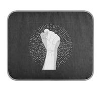 Soft Cooling Dog Mat, Ice Silk Pet Crate Pad with 3D Mesh, Washable Mattress Cushion Anti Slip Kennel 22x27.6 in Human Hand with a Fist Raised up with White Rays on Dark