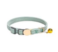Soft Corduroy Cat Collar With Bell for Small To Large Cats, Adjustable 7.87-11.81inch, Safe Breakaway Comfortable Kitten Collars for All Varieties Girl Boy Cats (Green)